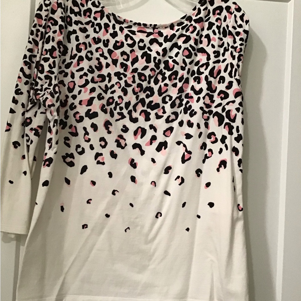 Talbots 3/4 Sleeve Top with Pink and Black Leopard Print